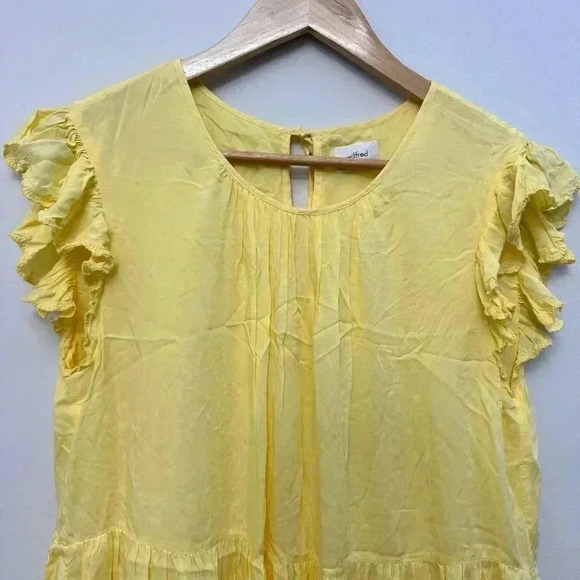 Wilfred  La Boheme Sidonie Tiered Ruffle Feminine Babydoll Mini Dress Yellow S - Picture 5 of 14